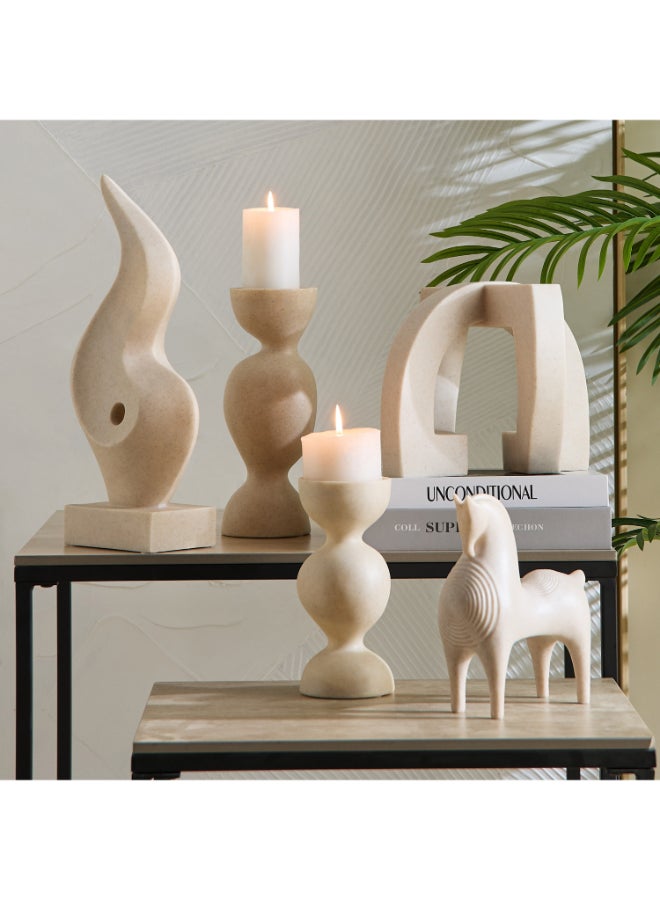Home Box Luxe Polyresin Candleholder - Beige - Image 4